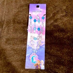 Disney Frozen Blue and White Beaded Necklace & Bracelet Set. New.